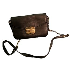 BACI ITALY Black Leather Crossbody Bag with Gold Hardware